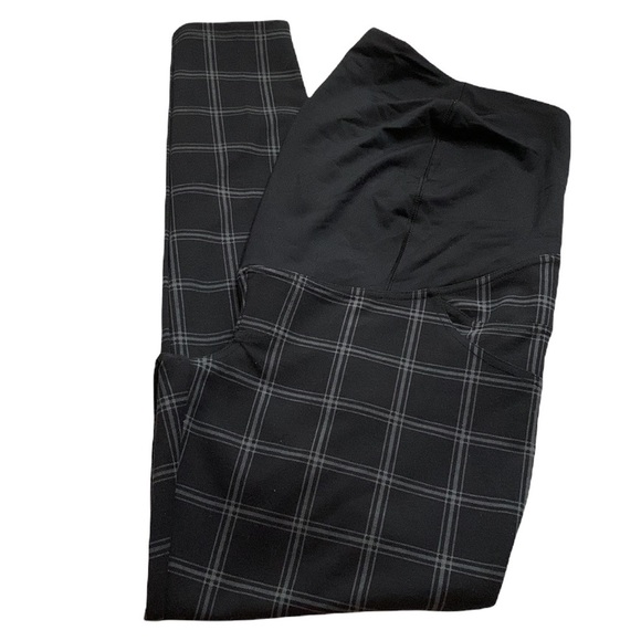Isabel Maternity Crossover Panel Ponte Pants - Black Plaid - Picture 5 of 16